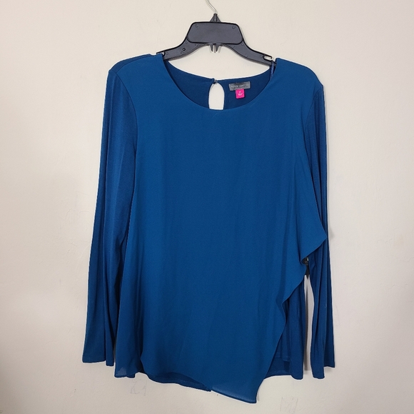 Vince Camuto Tops - Vince Camuto Blue Asymmetrical Womens M Long Sleeve‎ Blouse Top NWT $79